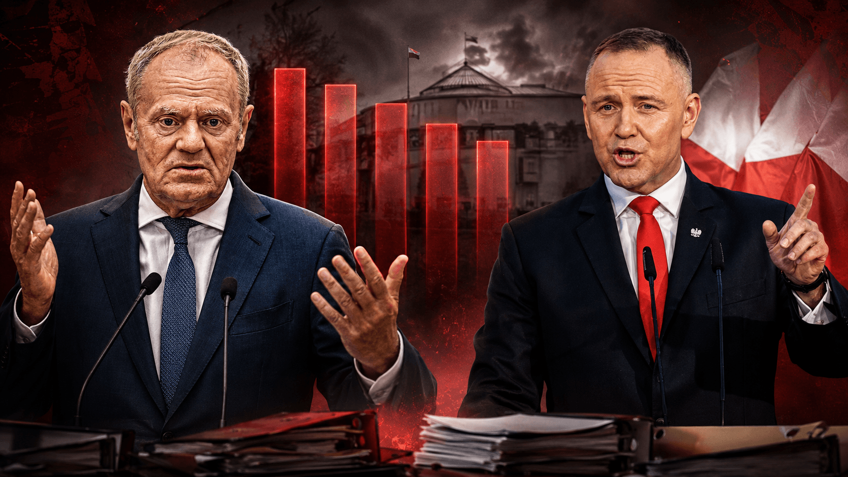 Grafika Top 5 dnia Wirtualnego Sejmu o najważniejszych wydarzeniach politycznych z weekendu 8 i 9 sierpnia 2026 roku.